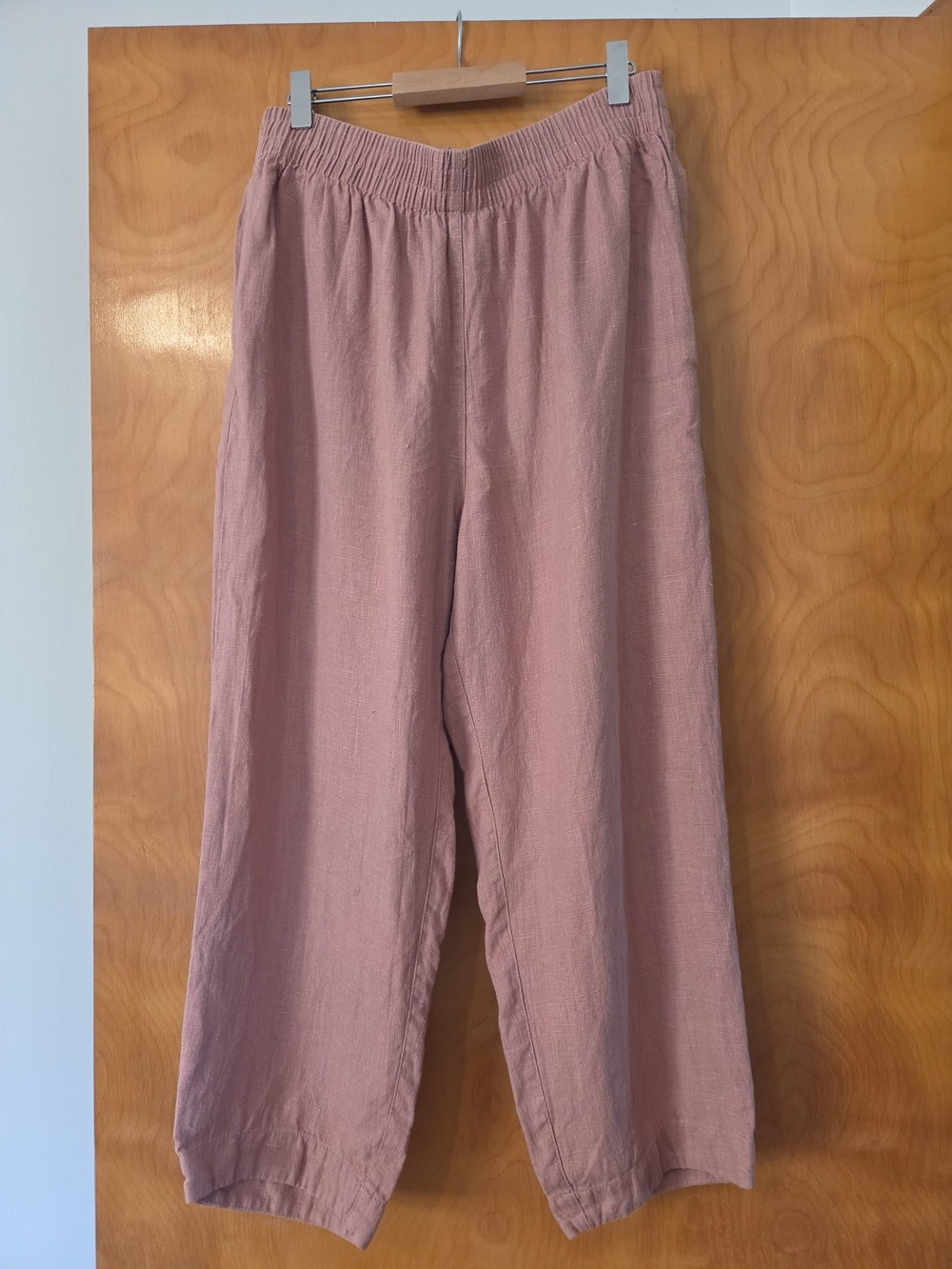 Kids Elastic Waist Pink Wide-Leg Pants